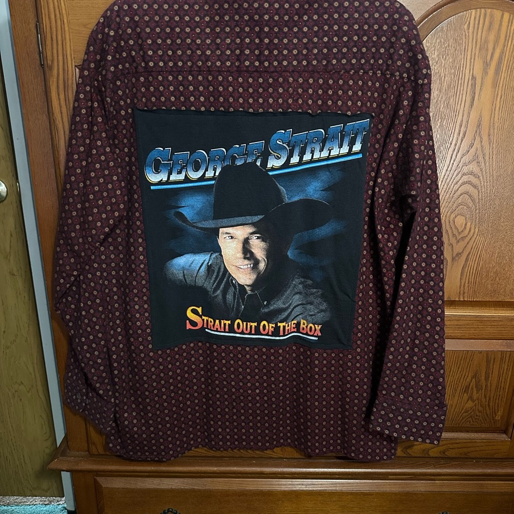George Strait upcycled flannel tee One of a Kind